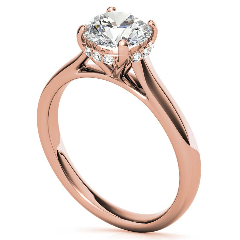 Round Pave Basket Moissanite Engagement Ring