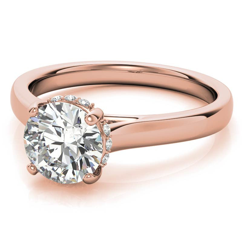 Round Pave Basket Moissanite Engagement Ring