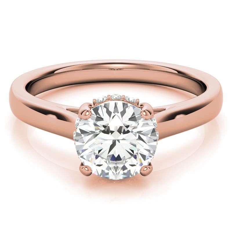 Round Pave Basket Moissanite Engagement Ring