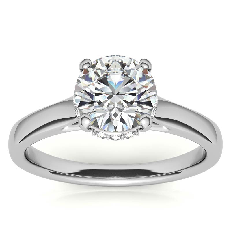 Round Pave Basket Moissanite Engagement Ring