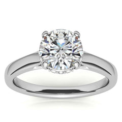 Round Pave Basket Moissanite Engagement Ring