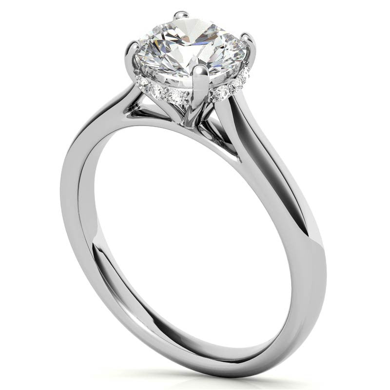 Round Pave Basket Moissanite Engagement Ring