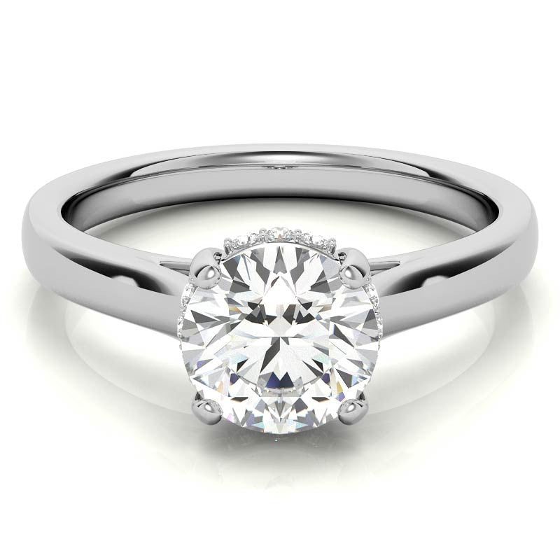 Round Pave Basket Moissanite Engagement Ring