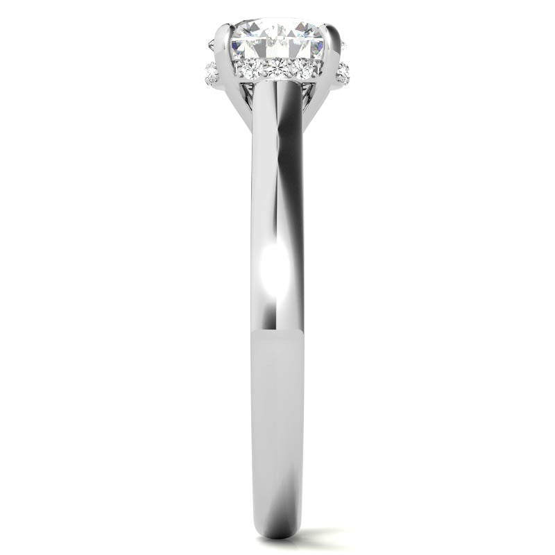 Round Pave Basket Moissanite Engagement Ring