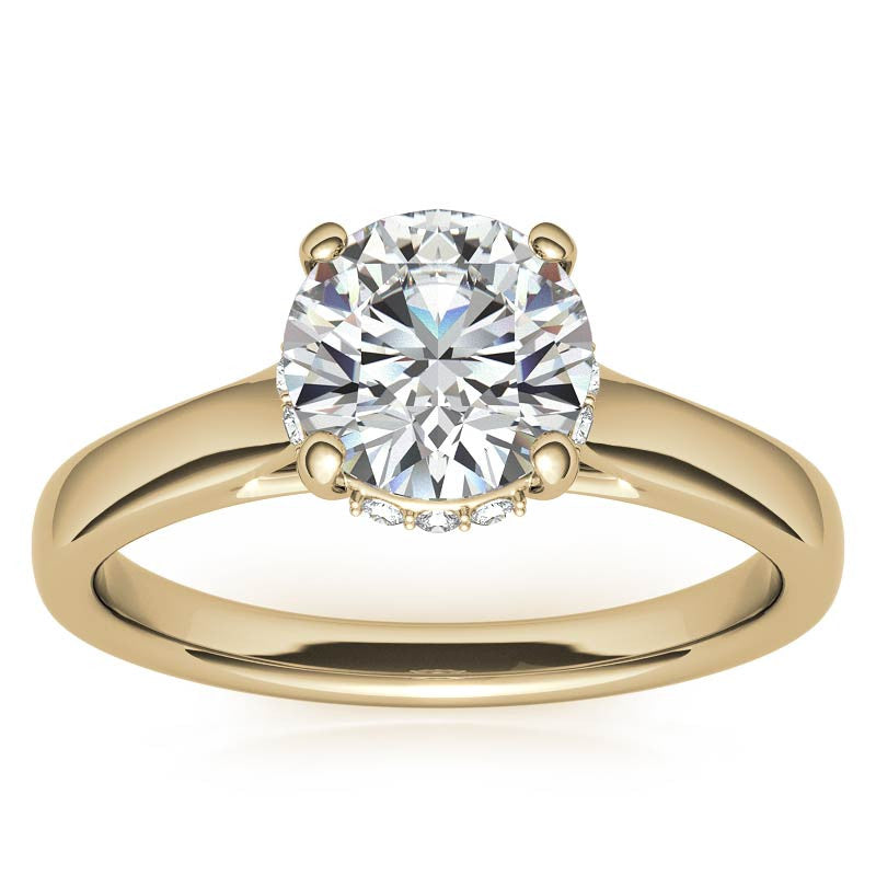 Round Pave Basket Moissanite Engagement Ring