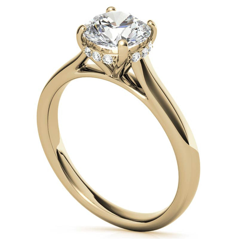 Round Pave Basket Moissanite Engagement Ring