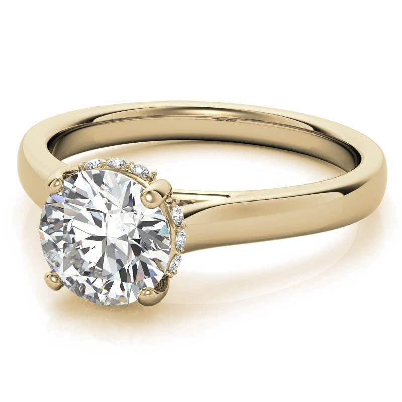 Round Pave Basket Moissanite Engagement Ring
