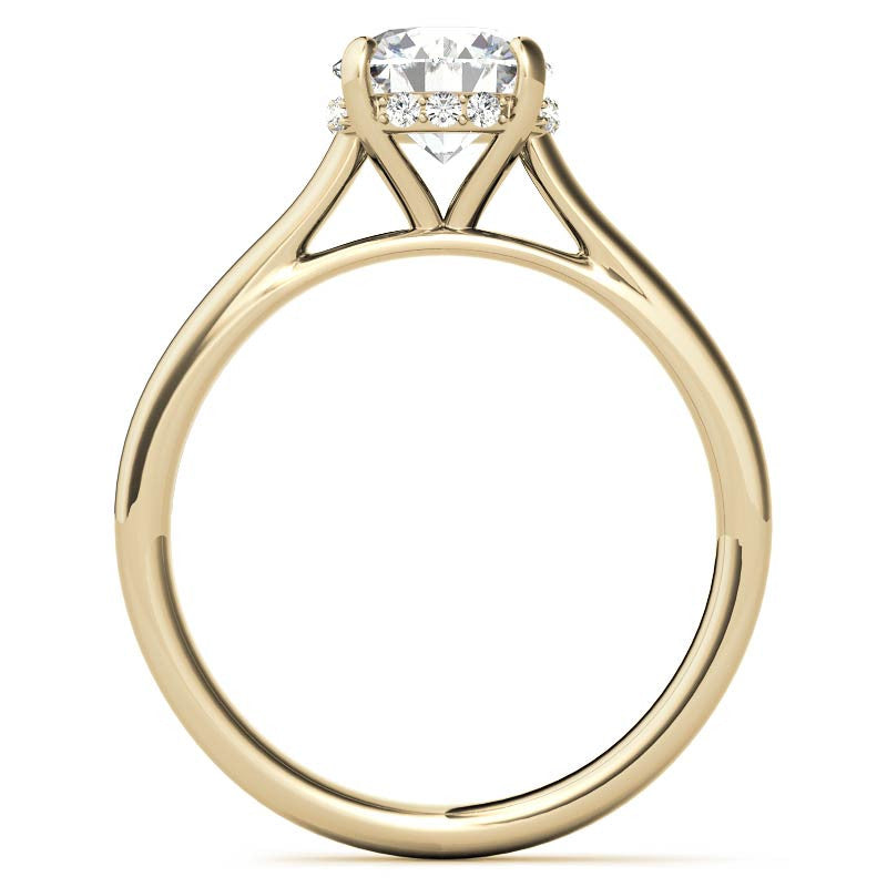 Round Pave Basket Moissanite Engagement Ring