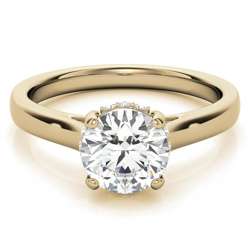 Round Pave Basket Moissanite Engagement Ring