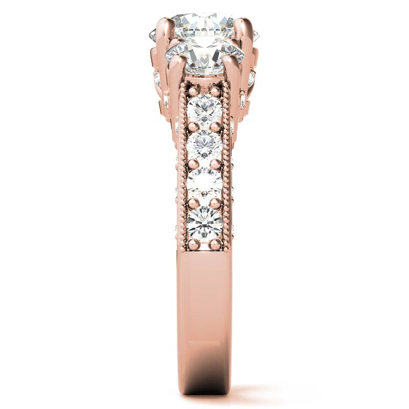 Antique Round Three-Stone Moissanite Engagement Ring