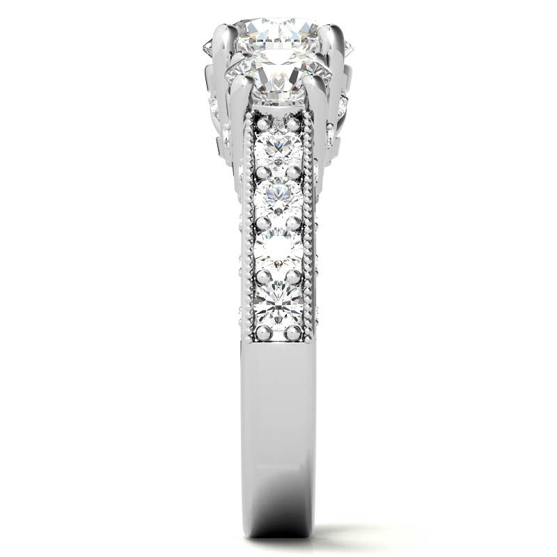 Antique Round Three-Stone Moissanite Engagement Ring