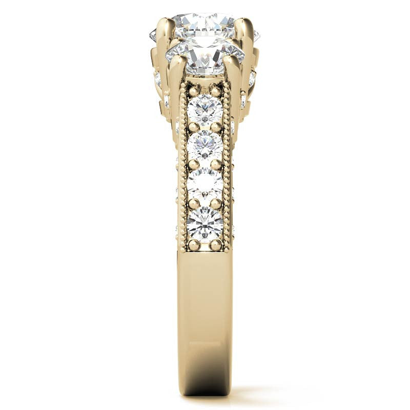 Antique Round Three-Stone Moissanite Engagement Ring