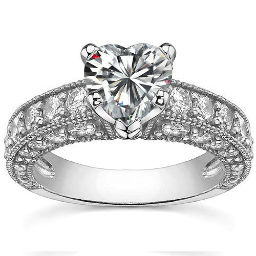 Round Brilliant Moissanite Antique Engagement Ring Setting, 2.6ct