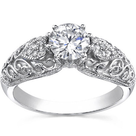 Round Antique Moissanite Engagement Ring