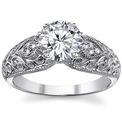 Round Antique Moissanite Engagement Ring