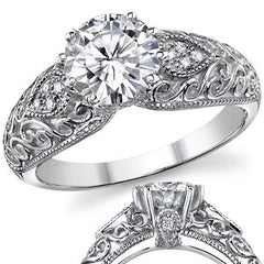 Round Antique Moissanite Engagement Ring