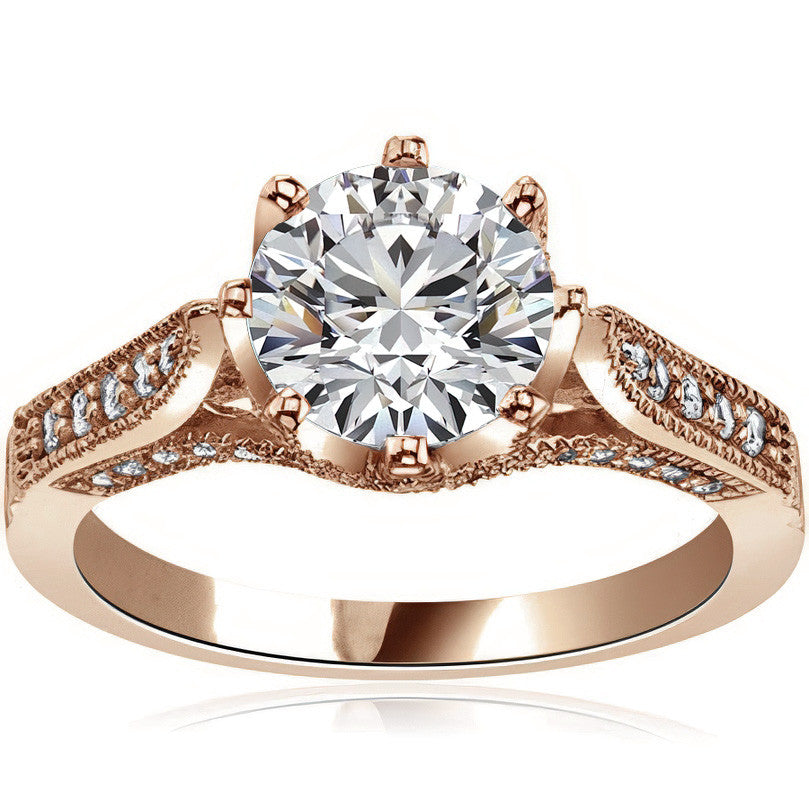 Round Antique Moissanite Engagement Ring