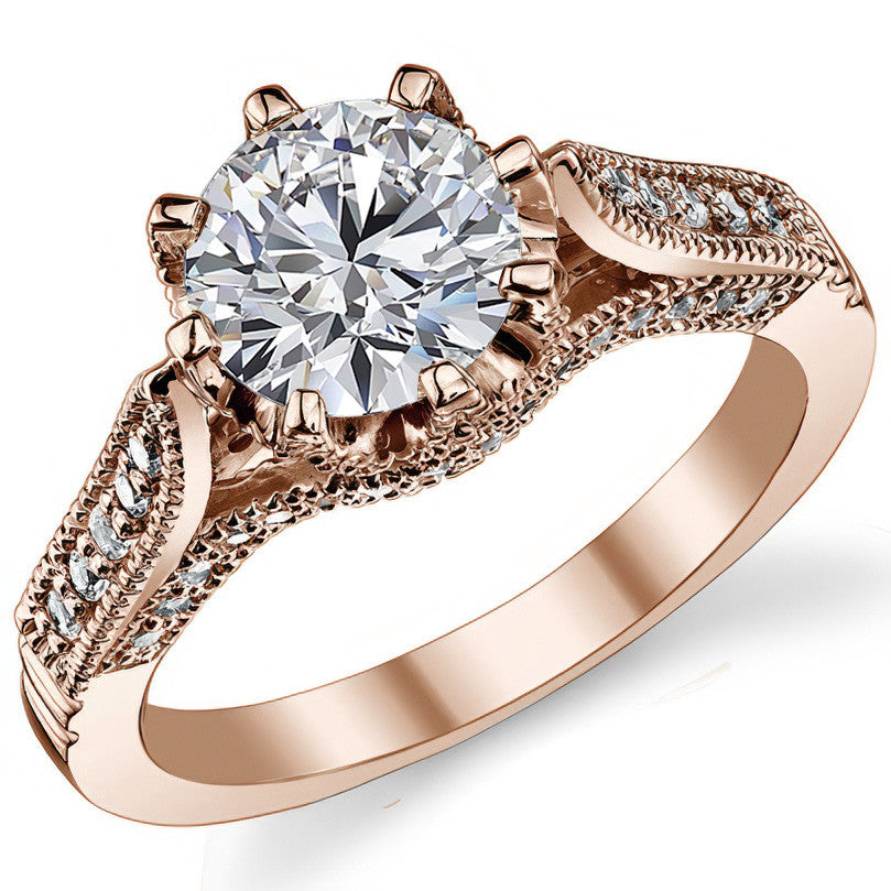 Round Antique Moissanite Engagement Ring