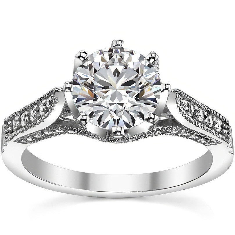 Round Antique Moissanite Engagement Ring