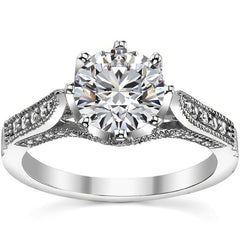 Round Antique Moissanite Engagement Ring