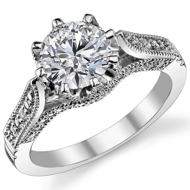 Round Antique Moissanite Engagement Ring