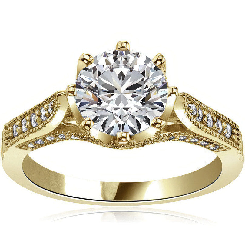 Round Antique Moissanite Engagement Ring