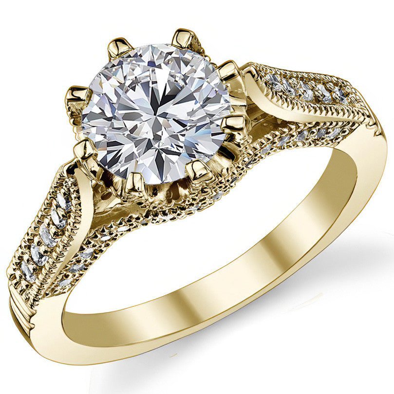 Round Antique Moissanite Engagement Ring