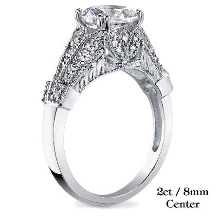 Double Prong Antique Moissanite Engagement Ring