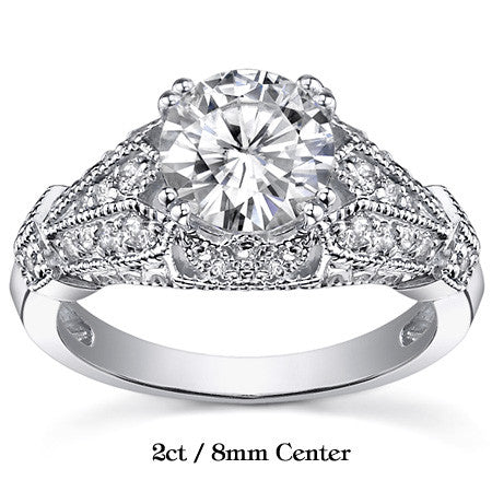 Double Prong Antique Moissanite Engagement Ring