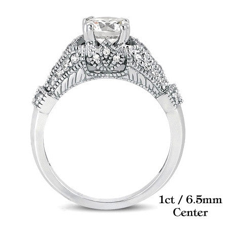 Double Prong Antique Moissanite Engagement Ring