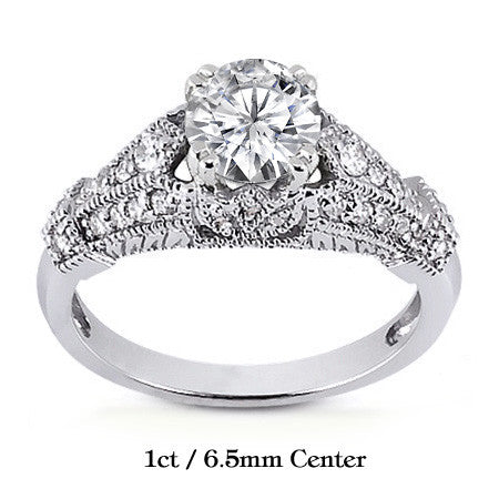 Double Prong Antique Moissanite Engagement Ring