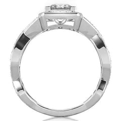 Designer Inspired Princess Halo Moissanite Engagement Ring
