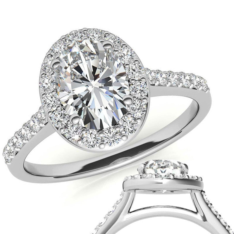 Embrace Oval Halo Moissanite Engagement Ring