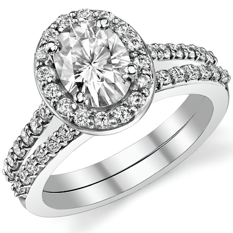 Embrace Oval Halo Moissanite Engagement Ring