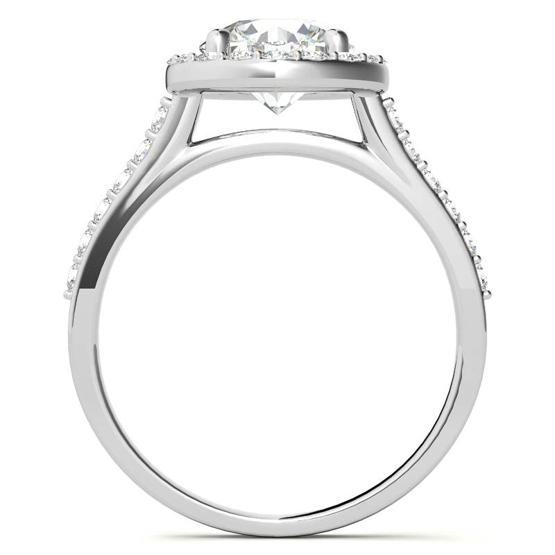 Embrace Round Halo Moissanite Engagement Ring