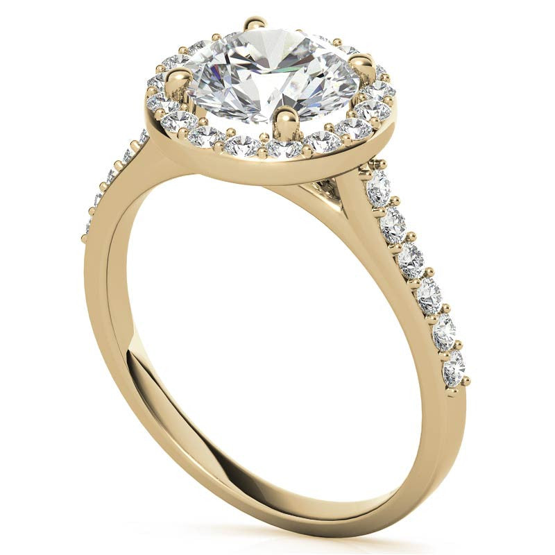 Embrace Round Halo Moissanite Engagement Ring