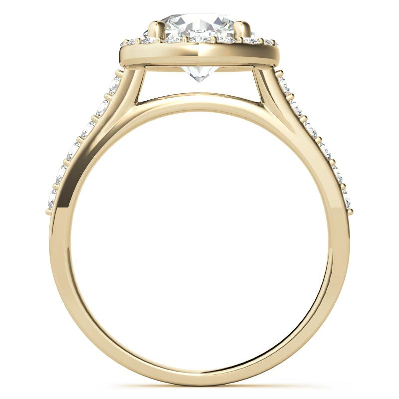 Embrace Round Halo Moissanite Engagement Ring