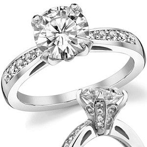 Round Pave Style Moissanite Engagement Ring