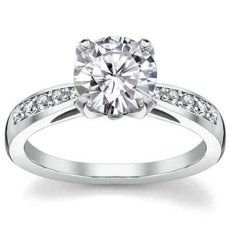 Round Pave Style Moissanite Engagement Ring