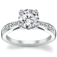 Round Pave Style Moissanite Engagement Ring