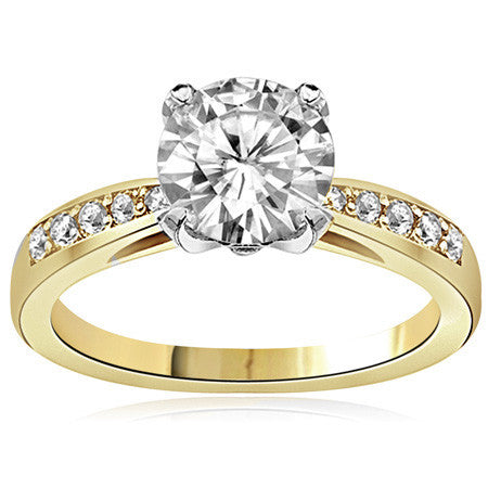 Round Pave Style Moissanite Engagement Ring
