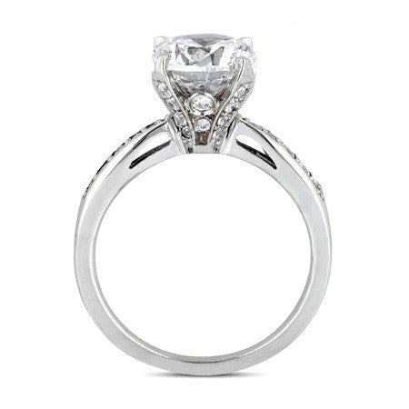 Round Pave Style Moissanite Engagement Ring