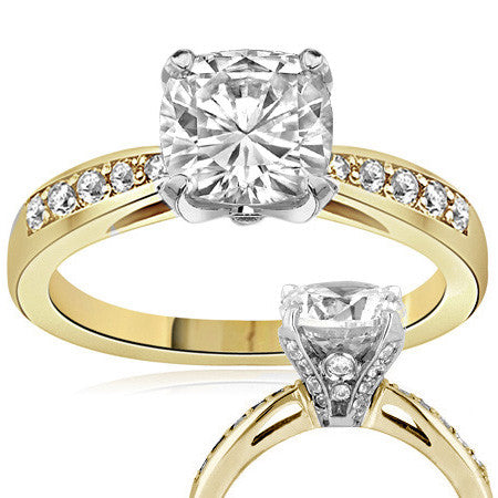 Cushion Pave Style Moissanite Engagement Ring