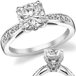 Cushion Pave Style Moissanite Engagement Ring