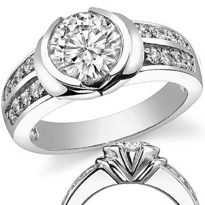 Semi-Bezel Modern Round Brilliant Moissanite Engagement Ring