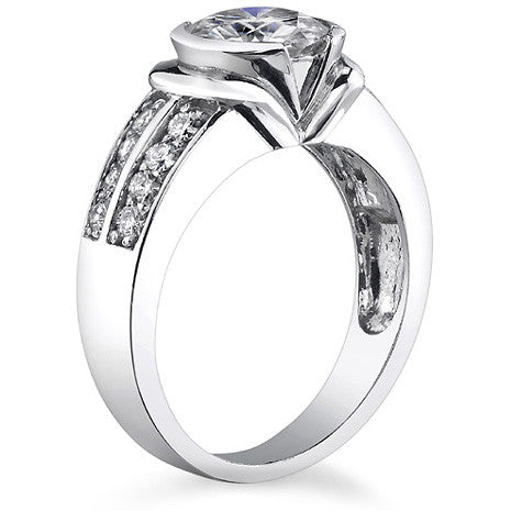Semi-Bezel Modern Round Brilliant Moissanite Engagement Ring