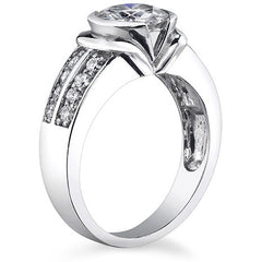 Semi-Bezel Modern Round Brilliant Moissanite Engagement Ring