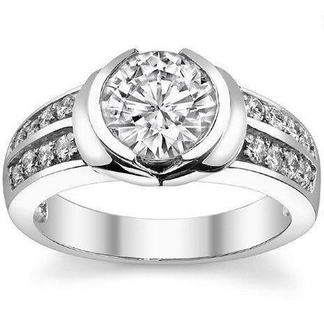 Semi-Bezel Modern Round Brilliant Moissanite Engagement Ring