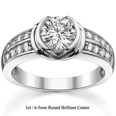 Semi-Bezel Modern Round Brilliant Moissanite Engagement Ring
