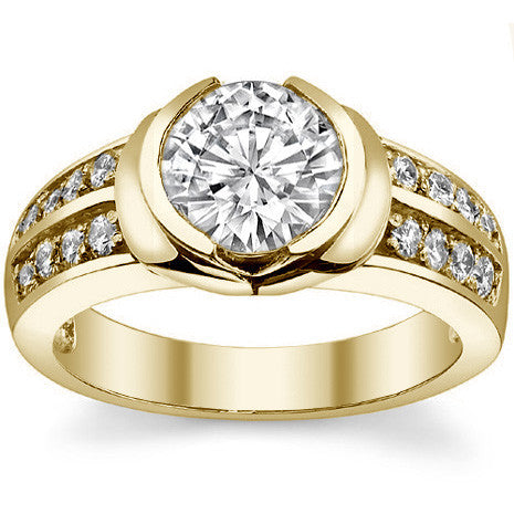 Semi-Bezel Modern Round Brilliant Moissanite Engagement Ring